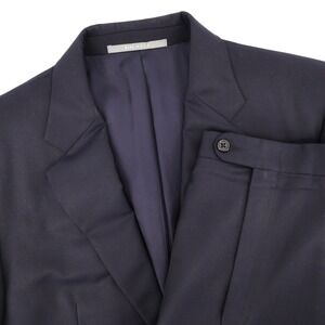 Hickey Freeman Loro Piana Super 130s Wool Suit Navy Blue Mens 40R 34x29 Flaws